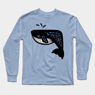 Blue Whale Minimalist Design Long Sleeve T-Shirt